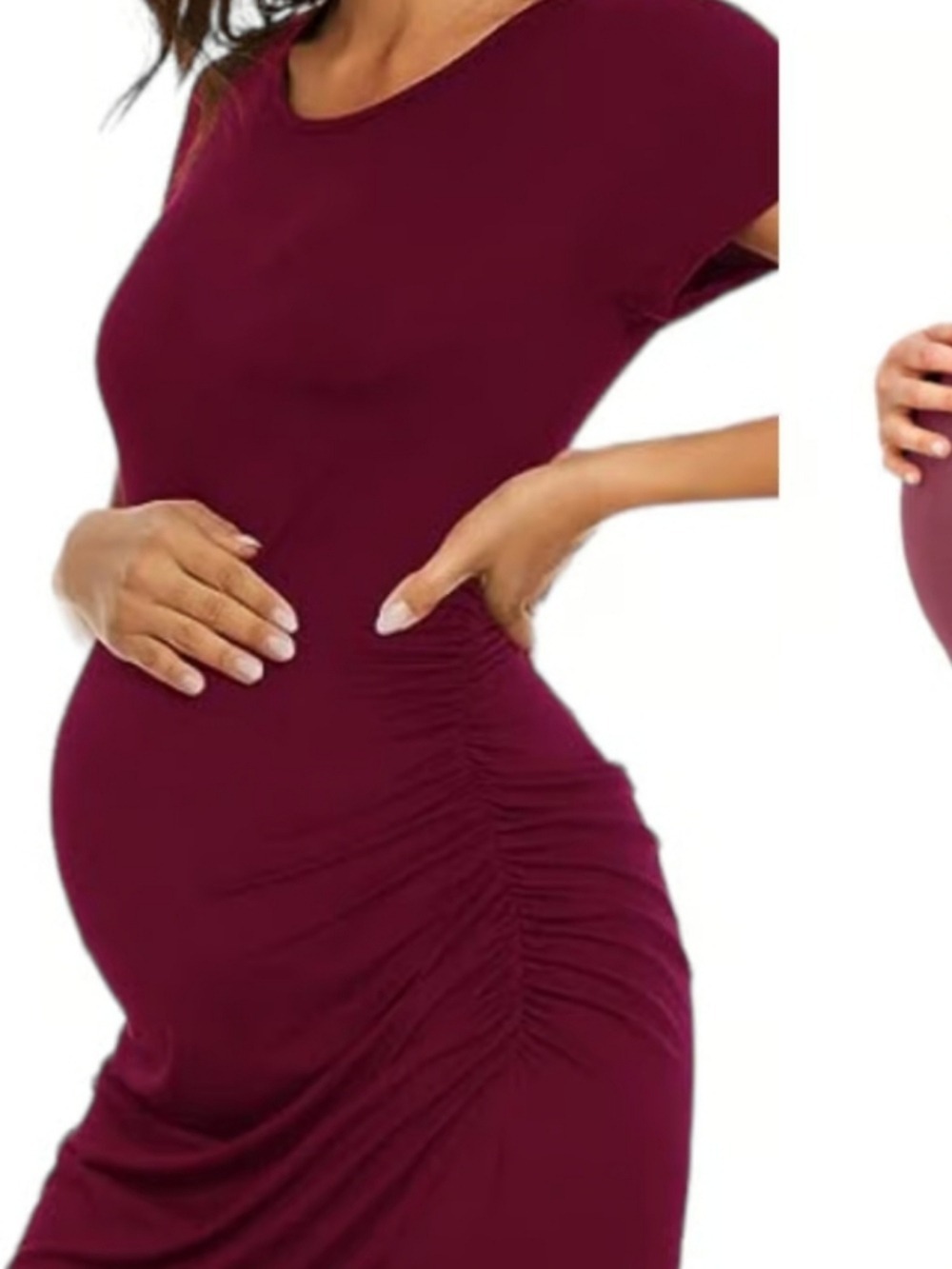 Isabel Maternity  Dress Womens Small Short Sleeve Ruched Red NWTSizeXXL